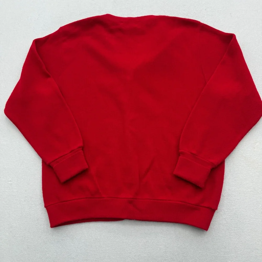 IZOD Cardigan Sweater Mens XL Red Vintage Crest Logo V-Neck Acrylic USA